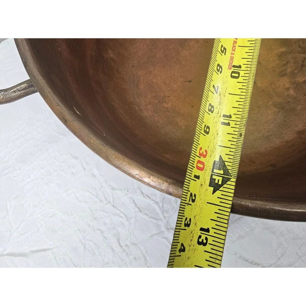 Antique Copper Candy Apple Butter Kettle Primitive Large Copper good 12.5in